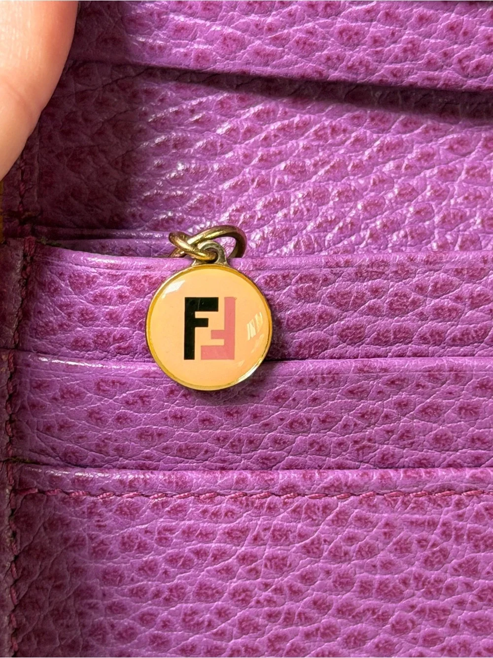 Fendi purple pebbled leather wallet - Picture 7 of 16